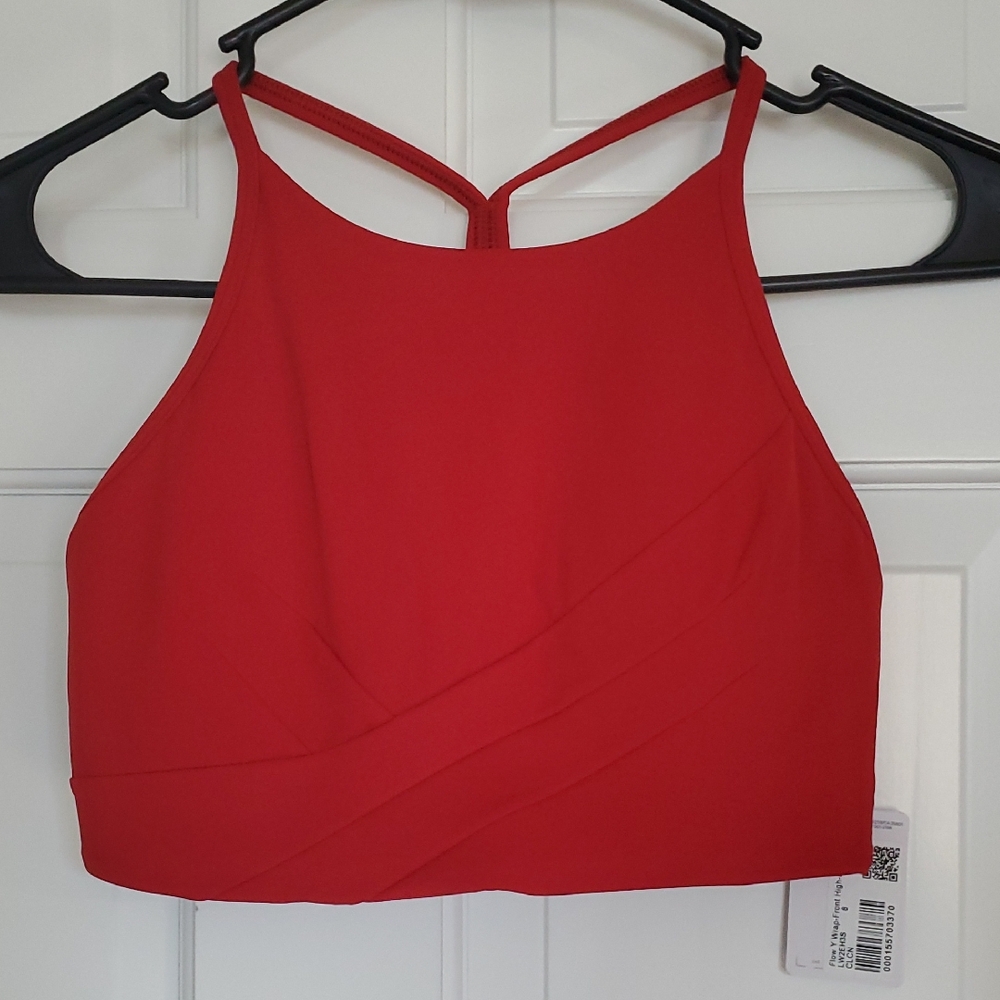 NWT Lululemon Flow Y Wrap Front High Neck Sz 4 Crimson